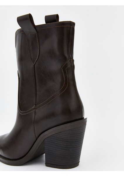 Yeni Sezon Sivri Burun Deri Görünümlü Kadın Bot indirimleri