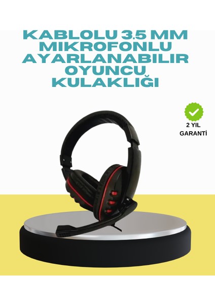 Kırmızı Işıklı Oyuncu Kulaklığı Kablolu Mikrofonlu Profesyonel