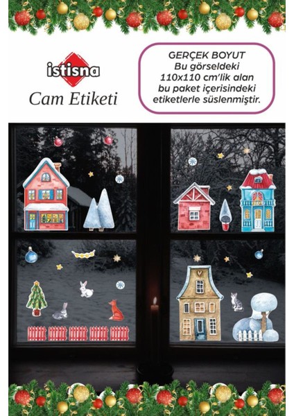 Kış Temalı Yılbaşı Çam Ağacı Cam Sticker Seti Hediye Paketi Cam Duvar Süsü Dekorasyon Çıkartmaları fiyatları