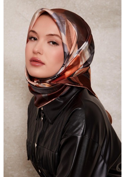 Kızıl Kahve Levidor Twill Ipek Eşarp 44