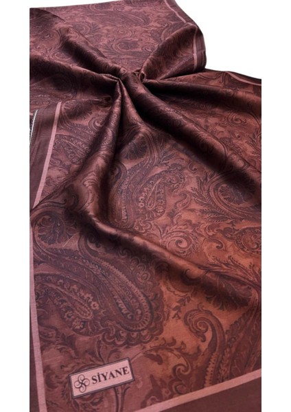 Koyu Gül Siyane Scarf Etnik Tablo Desen Pamuklu Şal