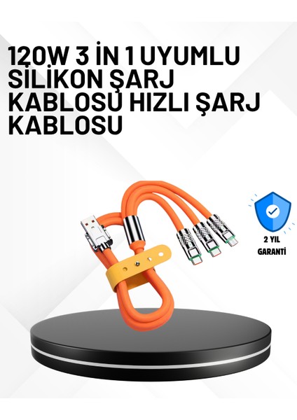 3’ü 1 Arada Kablo – 120W Hızlı Şarj ve Veri Aktarımı Özellikli