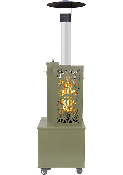 Retro Yeşil Kutulu Lazer Kesimli Pelet Soba