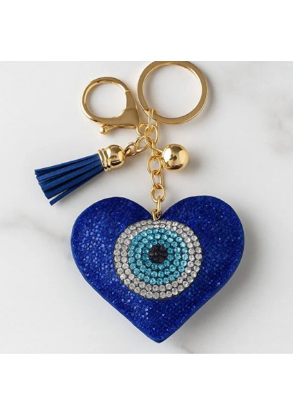 Kalp Nazar Boncuğu Anahtarlık – Şans ve Koruma Sembolü