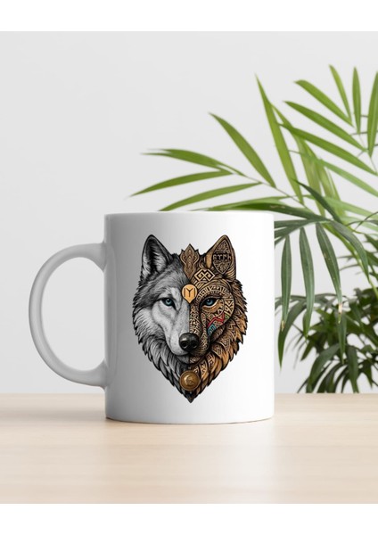 Bozkurt Temalı Kişiye Özel Çift Yön Baskılı Kupa Bardak