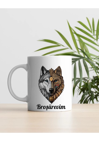 Bozkurt Temalı Kişiye Özel Çift Yön Baskılı Kupa Bardak modelleri