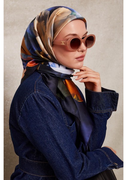 Gece Mavisi Levidor Twill Ipek Eşarp 44 fiyatları