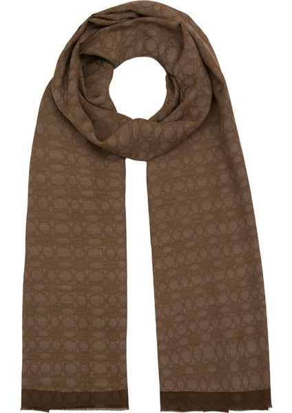 Koyu Vizon İpekevi Monogram Şal 4356