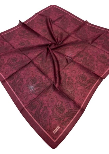 Koyu Fuşya Siyane Scarf Etnik Tablo Desen Soft Eşarp