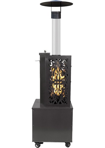 Retro Antrasit Kutulu Lazer Kesimli Pelet Soba