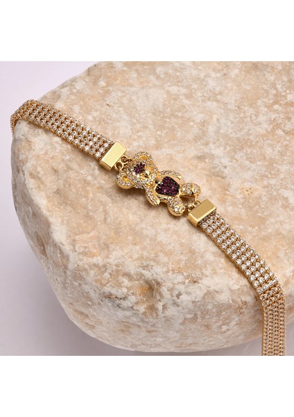 14 Ayar Altın Su Yolu Yakut Ayıcık Bileklik, Sevimli ve Minimal Hayvan Figürlü Takı fiyatları