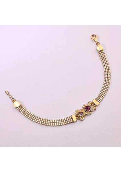 14 Ayar Altın Su Yolu Yakut Ayıcık Bileklik, Sevimli ve Minimal Hayvan Figürlü Takı modelleri