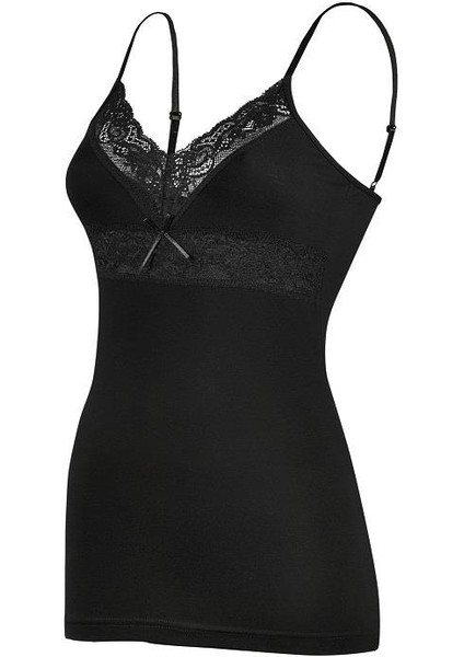 2291 Siyah Ayarlı V Yaka Dantelli Atlet