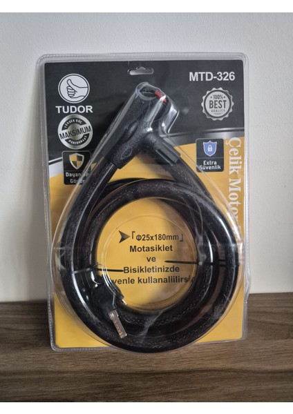 MTD-326 Çelik Kalın Motosiklet ve Bisiklet Kilidi Φ25X180MM – Anahtarlı Güvenlik Kilidi