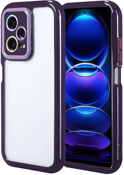 Xiaomi Redmi Note 12 Pro 5g Kılıf Kamera Korumalı Renkli Kenar ve Çerçeve Tasarımlı Tcmk Vitamin Kapak-Derin Mor