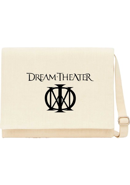 Dream Theather Logo Krem Kanvas Postacı Çantası