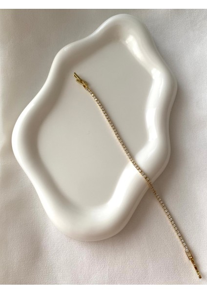 Alpjewel Zirkon Taşlı Tenis Bileklik Xupıng Tasarım Çelik Kararmaz