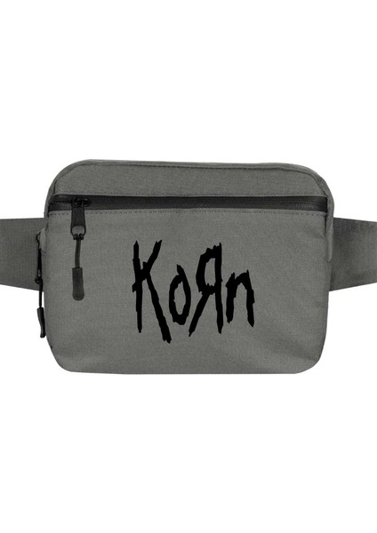Korn Logo 2 Bel Çantası Fermuarlı Gri Renk