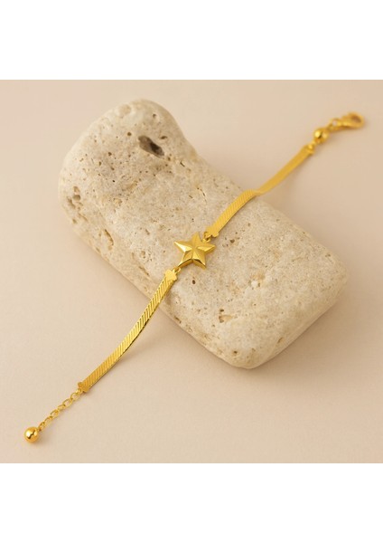 14 Ayar Altın Yıldız Zincir Bileklik