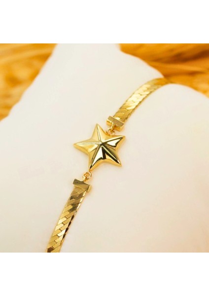 14 Ayar Altın Yıldız Zincir Bileklik modelleri