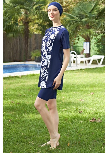 2426-3 Fermuarlı Yarım Kol Likralı Su Itici ve Çabuk Kuruyan Kumaş Tesettür Mayo fiyatları