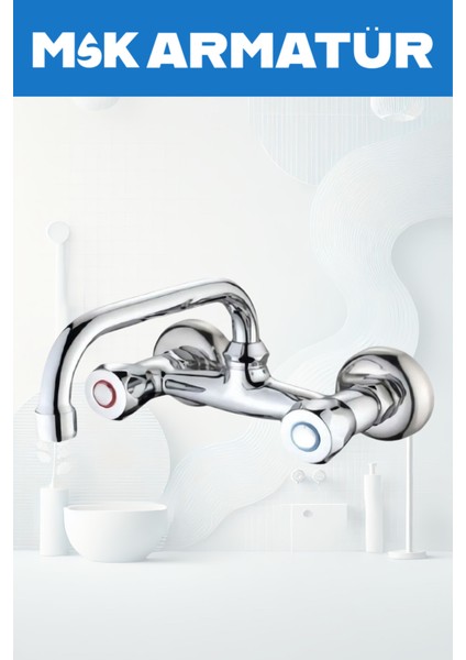 Krom Klasik Volunlu Eviye Bataryası Çeşmesi