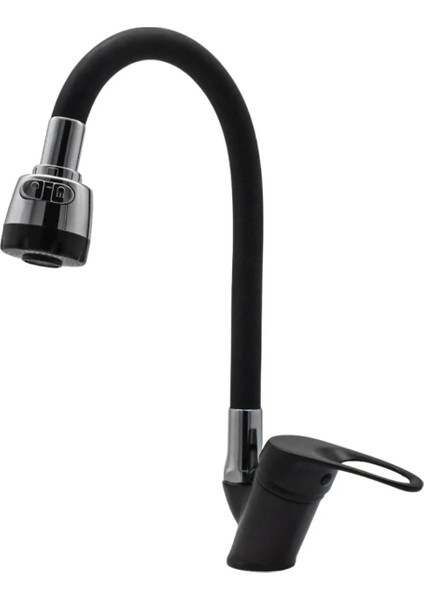 Siyah Krom Oynar Borulu Eviye Bataryası