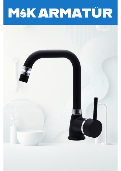 Siyah Krom Armut Köşe Oynar Başlıklı Eviye Bataryası Çeşmesi modelleri