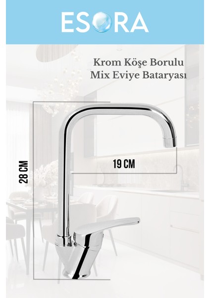 Köşe Borulu Modern Krom Kaplama Çift Fonksiyonlu Mutfak Eviye Bataryası fiyatları