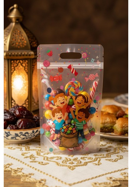 10 Adet Dik Duran El Geçmeli Kilitli Şeker Poşeti Parti Doğum Günü Doypack Hediye Poşeti modelleri