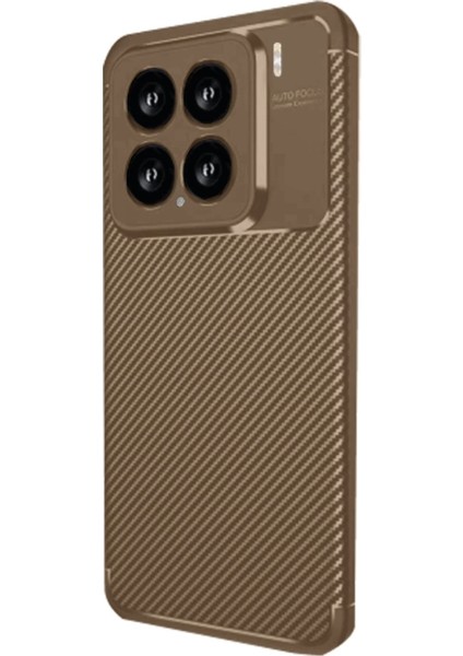 Xiaomi Mi 15 Kılıf Auto Focus Karbon Kapak - Kahverengi