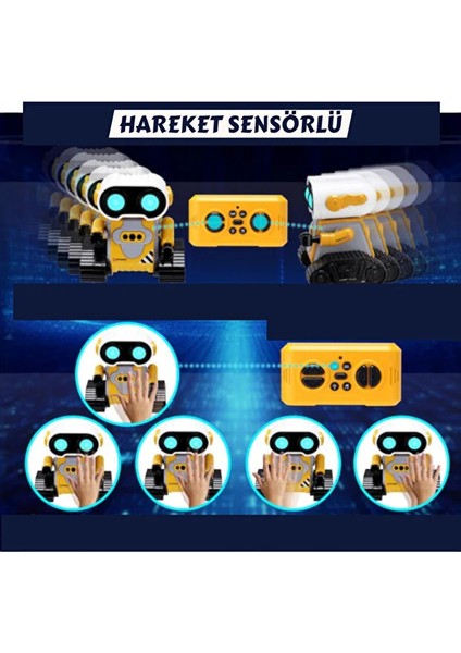 Uzaktan Kumandalı Sesli Işıklı Full Fonksiyon Müzikli 13 cm Sevimli ROBOT-360 Derece Rotasyon Robot