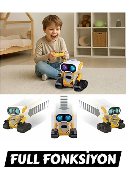 Uzaktan Kumandalı Sesli Işıklı Full Fonksiyon Müzikli 13 cm Sevimli ROBOT-360 Derece Rotasyon Robot modelleri