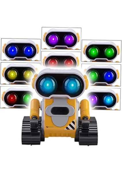 Uzaktan Kumandalı Sesli Işıklı Full Fonksiyon Müzikli 13 cm Sevimli ROBOT-360 Derece Rotasyon Robot