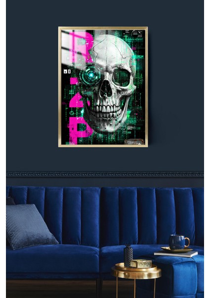 Ghost In The Code Tasarım Çerçeveli Metal Poster Tablo