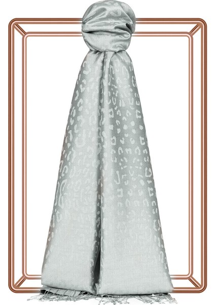 Buz Beyazı İpekevi Desenli İpek Şal 5784