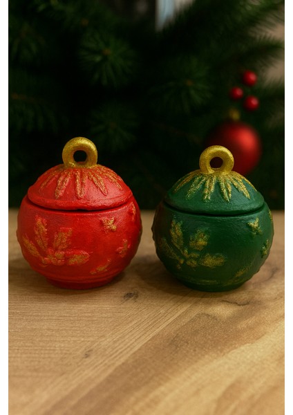 Yılbaşı Kar Tanesi Kabartmalı Süs Kutusu – 2’li Set | Tealight Mum Dahil | Seramik Döküm El Boyaması modelleri