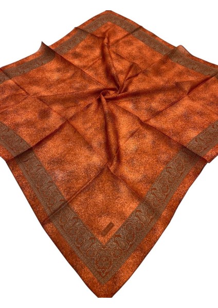 Orange Siyane Scarf Kenar Motifli Duman Desen Soft Eşarp