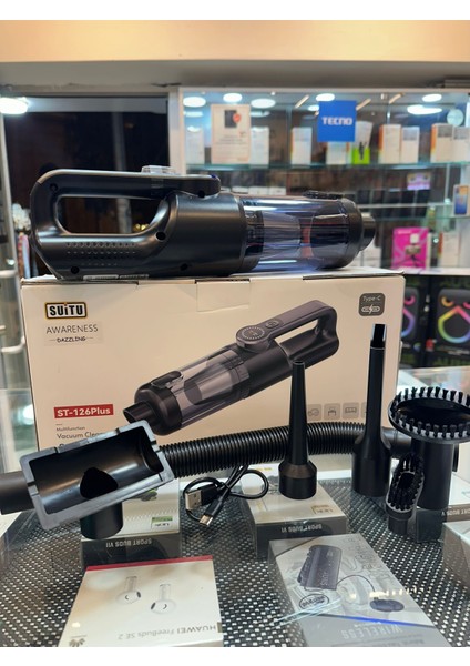 Süper Güçlü 20.000 Pa Çekim – 2’si 1 Arada Çekme & Üfleme – Kablosuz Şarjlı Portatif Vakum Makinesi (Araç + Ev + Ofis)