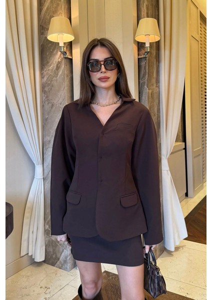 Ters Dikiş Düğme Detay Dik Ceket V Yaka Tasarım Pinterest Muadil Business Premium Kalite Muadil Şık Bluz Ceket Mini Etek Ikili Takım fiyatları