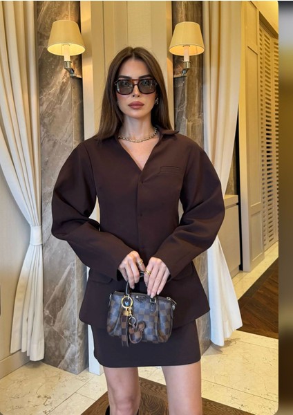 Ters Dikiş Düğme Detay Dik Ceket V Yaka Tasarım Pinterest Muadil Business Premium Kalite Muadil Şık Bluz Ceket Mini Etek Ikili Takım modelleri