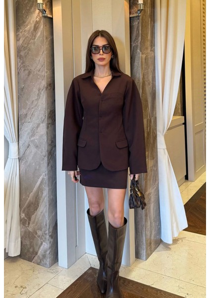 Ters Dikiş Düğme Detay Dik Ceket V Yaka Tasarım Pinterest Muadil Business Premium Kalite Muadil Şık Bluz Ceket Mini Etek Ikili Takım indirimleri