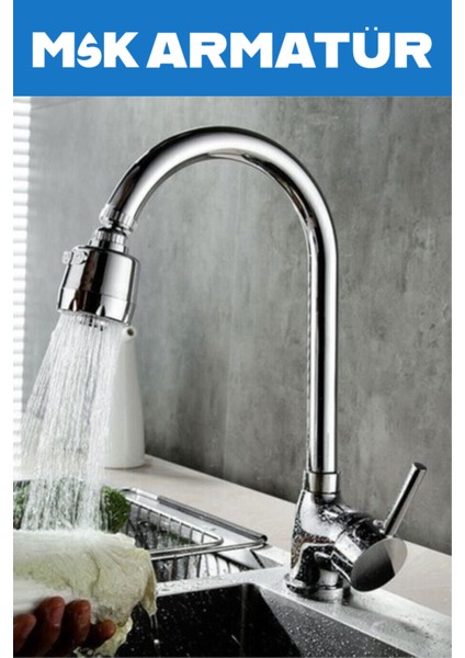 Krom Armut Baston 3 Fonksyonlu Eviye Bataryası Çeşmesi