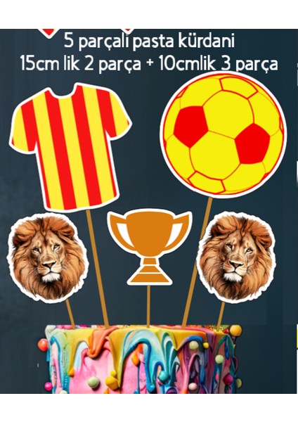 Taraftar Futbol Set 32 Parça Futbol Sarı Kırmızı Doğum Günü Seti Banner Pasta Kürdanı Cupcake Süsü Seti fırsatları