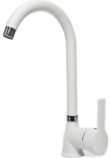 Beyaz Krom Armut Baston Eviye Bataryası Çeşmesi