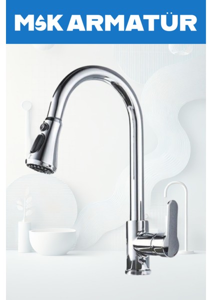 Krom Spirelli Lüx Eviye Batryası Çeşmesi