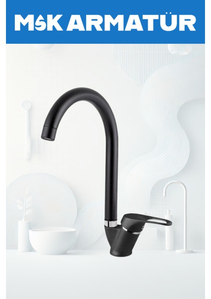 Siyah Krom Baston Eviye Lavabo Banyo Bataryası Lüx 3 Lü Set modelleri