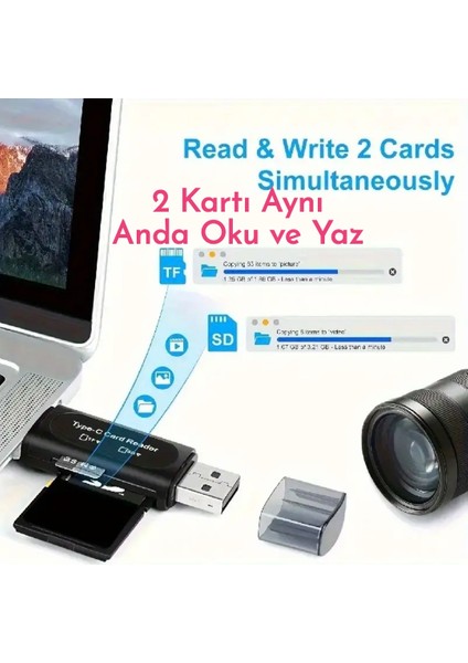 4'ü 1 Arada Kart Okuyucu Type-C ve USB Çift Protokol Mikro Sd/tf Hafıza Kartı Kart Okuyucu fiyatları