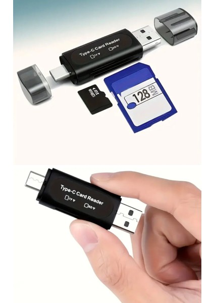 4'ü 1 Arada Kart Okuyucu Type-C ve USB Çift Protokol Mikro Sd/tf Hafıza Kartı Kart Okuyucu