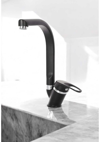 Siyah Krom Balıksırtı Eviye Bataryası